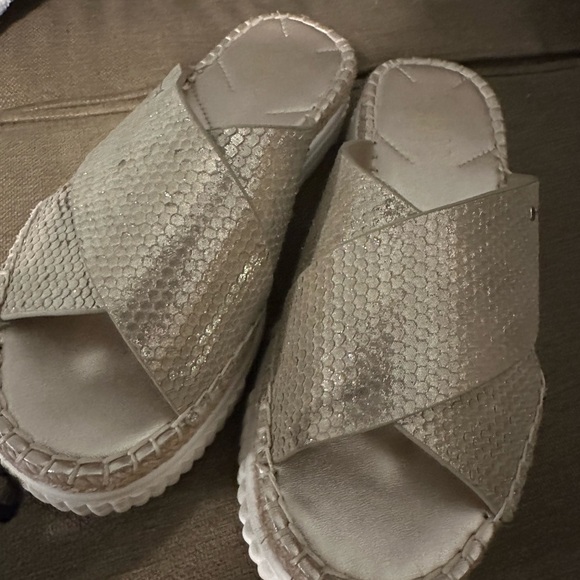 Franco Sarto Shoes - Franco Sarto Shimmering Cream Slide Sandals